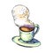 coffee saucer sketch hand drawn vector