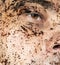 Coffee Scrub For The Skin Of The Face.Natural coffee mask on a man\\\'s face.A man\\\'s dirty face.