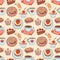 Coffee seamless cartoon pattern.