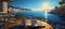 coffee by seaside in Portofino resort beautiful italy nature ,impressionism style art