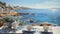 coffee by seaside in Portofino resort beautiful italy nature ,impressionism style art
