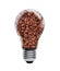 Coffee seeds in a light bulb