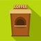 Coffee selling icon, flat style.