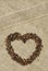 Coffee shaped heart on canvas