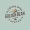 Coffee shop and cafeteria logo. One golden coffee beans with letters.