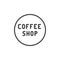Coffee shop circle label line icon