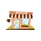 Coffee shop exterior in cartoon style. Facade of small store or cafe. Commercial building. Flat vector design