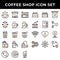 Coffee shop icon set include premium coffee,espresso,cafe,mug,drink,cup,dropper,bag,cake,cake,bean,girder,love,pin,transaction