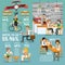 Coffee shop illustration design elements, Infographics of coffee story.