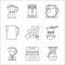 coffee shop line icons. linear set. quality vector line set such as drip glass, take away, mixer blender, coffee maker, measuring