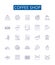 Coffee shop line icons signs set. Design collection of Cafe, Espresso, Latte, Coffee, Java, Mocha, Colombian, Frappe