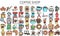 Coffee shop lineal multi color icons set