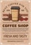 Coffee shop retro poster, paper cup