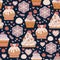 Coffee shop sweets cookies seamless pattern. Cafe