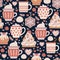 Coffee shop sweets seamless pattern. Cacao drink