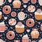 Coffee shop sweets seamless pattern. Cacao drink