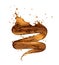 Coffee splashes in a swirling shape on white background
