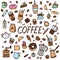 Coffee sticker set. Cute doodle colorful collection for cate menu or scrapbooking, greeting card, posters and bullet