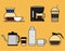 Coffee Stuff Collection Isolated in Yellow Background