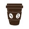 Coffee takeaway disposable cup isolated icon style silhouette icon style