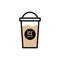 Coffee for takeaway logo template. Vector cold iced drink cup with cream and drinking straw. Vector isolated flat icon for fast