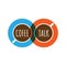 Coffee talk color flat logo. Two cups of coffee or tea icon