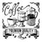 COFFEE & TEA COASTER COLLECTION BLACK & WHITE VINTAGE STYLE TEXT GRAPHICS