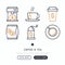 Coffee and tea cooking thin line icons set