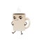 Coffee or tea cup cartoon character dancing and smiling - joyful mug with hot drink and steam.