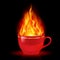 Coffee or tea cup with fire
