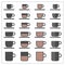 Coffee tea cup mug empty half full graphic icon set on white