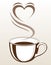 Coffee or Tea Cup With Steaming Heart Shape