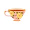 Coffee or tea cup with yellow rose flowers print