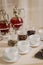 Coffee or tea cups on catering table at conference or wedding banquet table