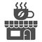 Coffee and tea shop solid icon, Coffee time concept, cafe sign on white background, store with banner with a cup icon in