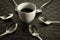 Coffee and teaspoons still life