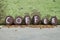 Coffee text composed with brown painted stone letters