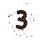 Coffee text typeface out of coffee beans isolated the character 3