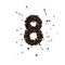 Coffee text typeface out of coffee beans isolated the character 8