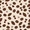 Coffee theme seamless pattern various shapes beans, leaves, coffee cup, heart shape and vapour