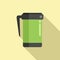 Coffee thermo cup icon flat vector. Reusable mug