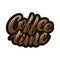 Coffee time brown icon vector lettering on a white background