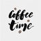 Coffee Time Brush Lettering Calligraphy Phrase Vector Text