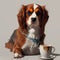 Coffee Time with Colorful Dog