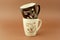 Coffee time cups brown background