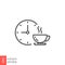 Coffee time icon, tea time. Hot coffee cup and time symbol