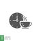 Coffee time icon, tea time. Hot coffee cup and time symbol