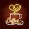 Coffee Time Neon Sign. Glowing Sign for a Coffee shop, cafe, restaurant. Hot Neon drink for your design.