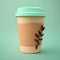 Coffee to go 3d render on mint background with shadow