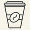 Coffee to go line icon. Disposable cup vector illustration isolated on white. Coffe takeaway outline style design